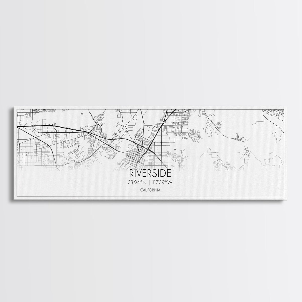 Panoramic Riverside City Map, California Art, Map Print, Minimalist Wall Art, Canvas Art, Housewarming Gift, Street Map Art, Closing Gift