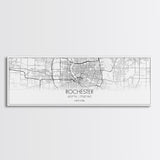 Panoramic Rochester City Map, New York Art, Map Print, Minimalist Wall Art, Canvas Art, Housewarming Gift, Street Map Art, Closing Gift