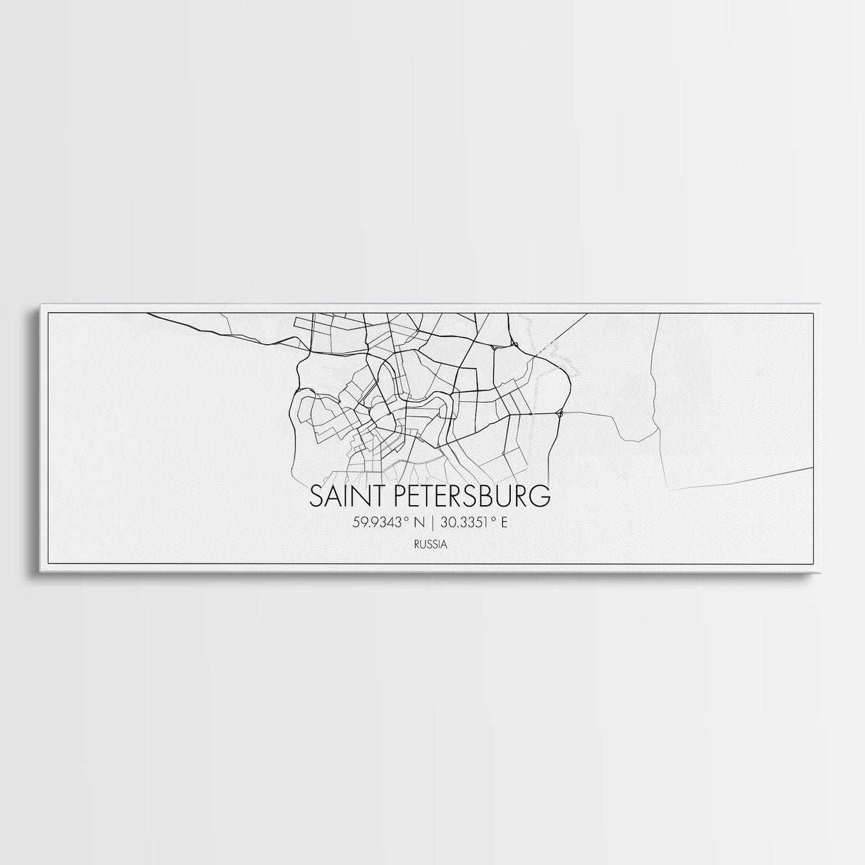 Panoramic Saint Petersburg City Map, Russia Art, Map Print, Minimalist Wall Art, Canvas Art, Housewarming Gift, Street Map, Closing Gift