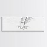 Panoramic Salt Lake City Map, Utah Art, Map Print, Minimalist Wall Art, Canvas Art, Housewarming Gift, Street Map Art, Closing Gift