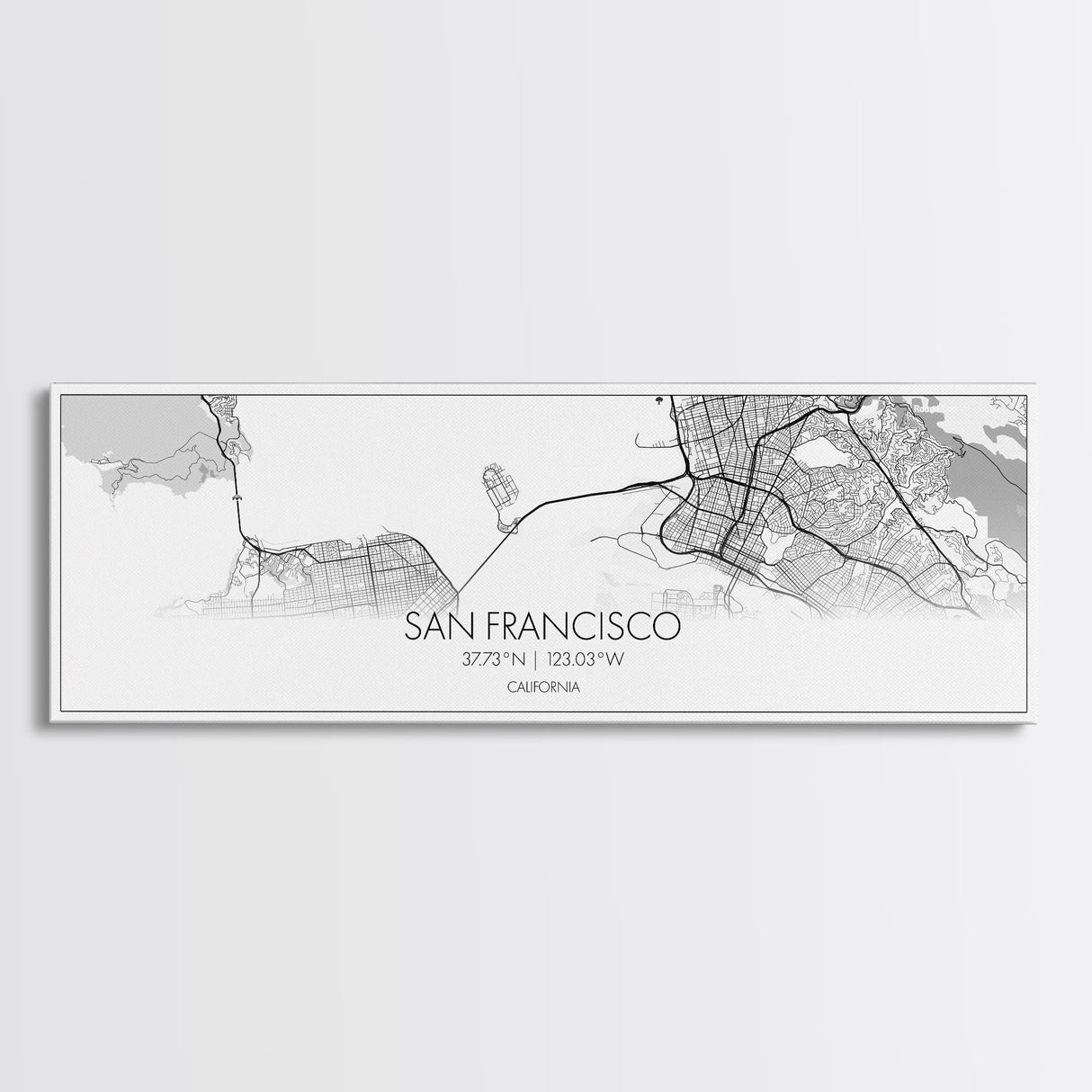 Panoramic San Francisco City Map, California Art, Map Print, Minimalist Wall Art, Canvas Art, Housewarming Gift, Street Map, Closing Gift