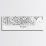 Panoramic San Jose City Map, California Art, Map Print, Minimalist Wall Art, Canvas Art, Housewarming Gift, Street Map Art, Closing Gift