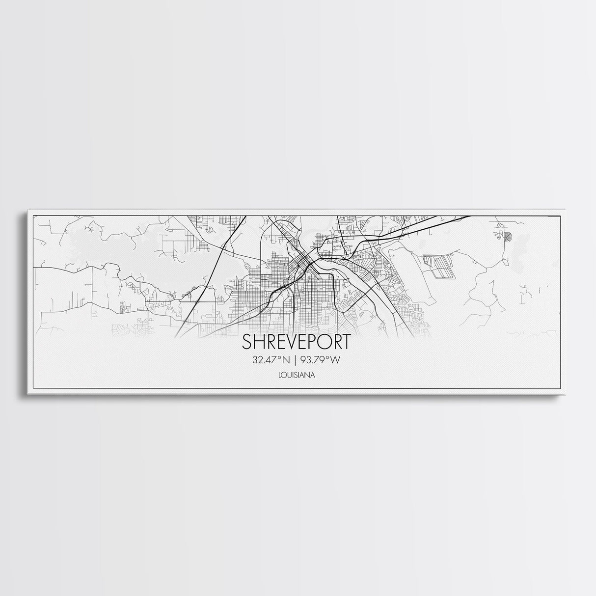 Panoramic Shreveport City Map, Louisiana Art, Map Print, Minimalist Wall Art, Canvas Art, Housewarming Gift, Street Map Art, Closing Gift