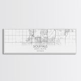 Panoramic Sioux Falls City Map, South Dakota Art, Map Print, Minimalist Wall Art, Canvas Art, Housewarming Gift, Street Map, Closing Gift