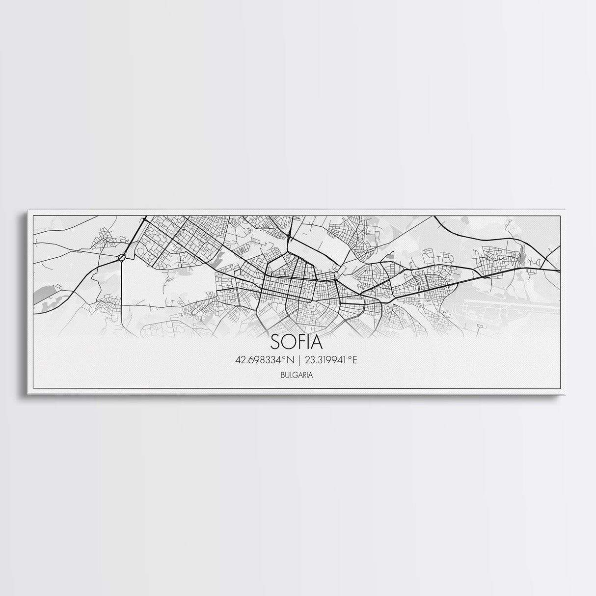 Panoramic Sofia City Map, Bulgaria Art, Map Print, Minimalist Wall Art, Canvas Art, Housewarming Gift, Street Map Art, Closing Gift