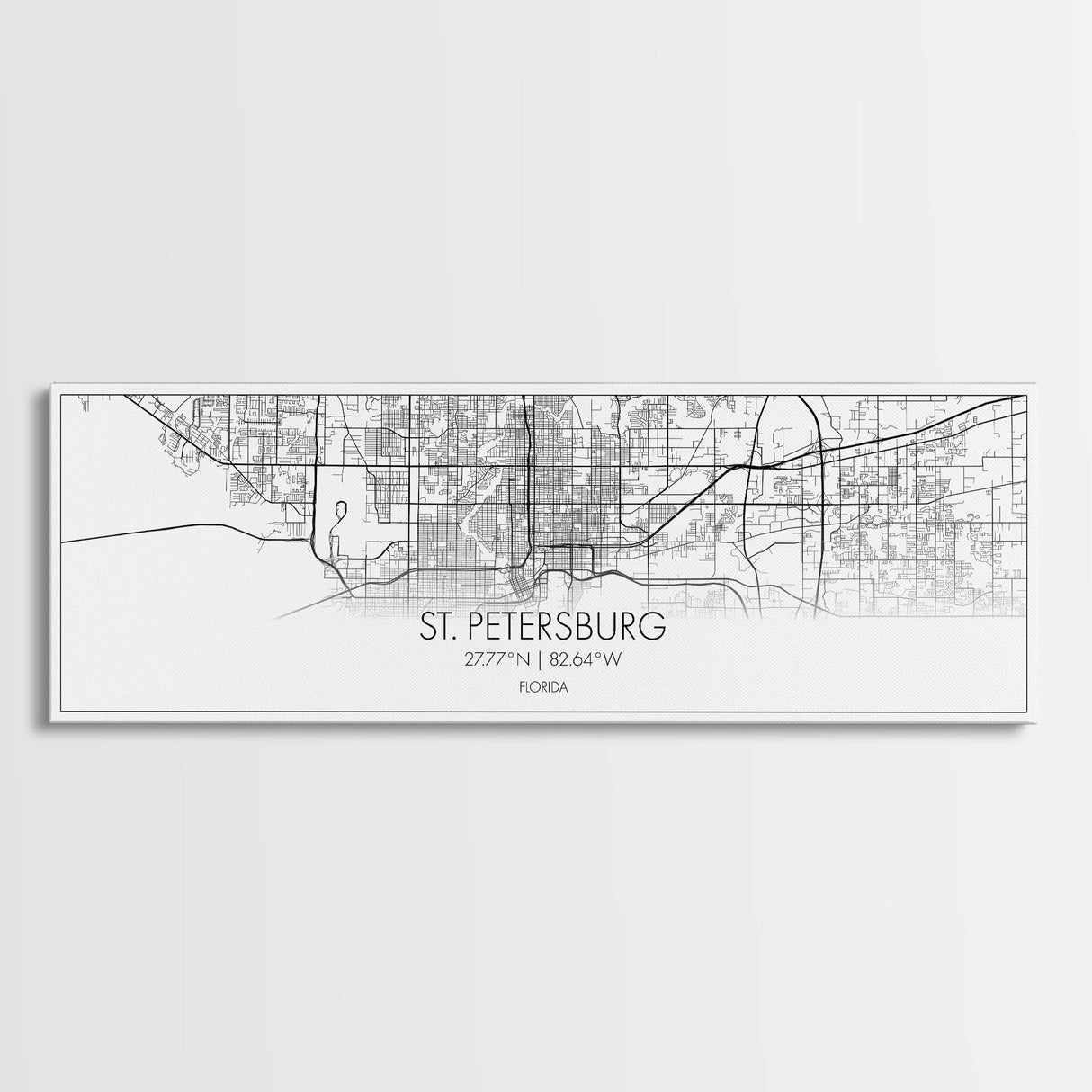 Panoramic St Petersburg City Map, Florida Art, Map Print, Minimalist Wall Art, Canvas Art, Housewarming Gift, Street Map Art, Closing Gift