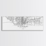 Panoramic St Petersburg City Map, Florida Art, Map Print, Minimalist Wall Art, Canvas Art, Housewarming Gift, Street Map Art, Closing Gift