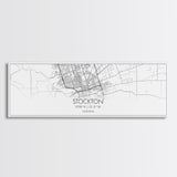 Panoramic Stockton City Map, California Art, Map Print, Minimalist Wall Art, Canvas Art, Housewarming Gift, Street Map Art, Closing Gift