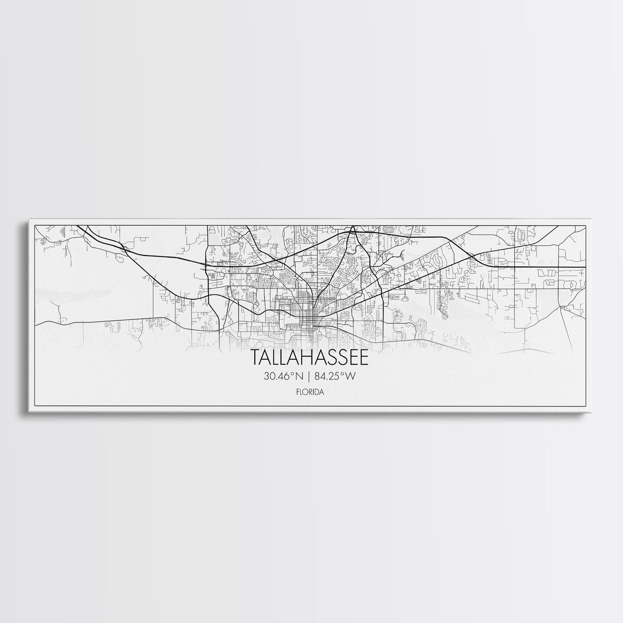 Panoramic Tallahassee City Map, Florida Art, Map Print, Minimalist Wall Art, Canvas Art, Housewarming Gift, Street Map Art, Closing Gift