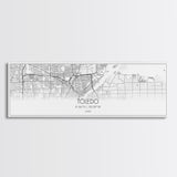 Panoramic Toledo City Map, Ohio Art, Map Print, Minimalist Wall Art, Canvas Art, Housewarming Gift, Street Map Art, Closing Gift