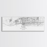 Panoramic Tulsa City Map, Oklahoma Art, Map Print, Minimalist Wall Art, Canvas Art, Housewarming Gift, Street Map Art, Closing Gift