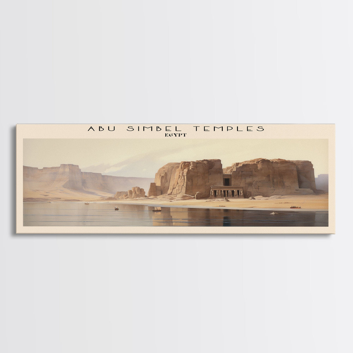 Abu Simbel Temples Egypt Travel Poster Print, Framed Canvas Print, Egypt Travel Art, Wood Framed Art, Wall Hanging, Home Decor