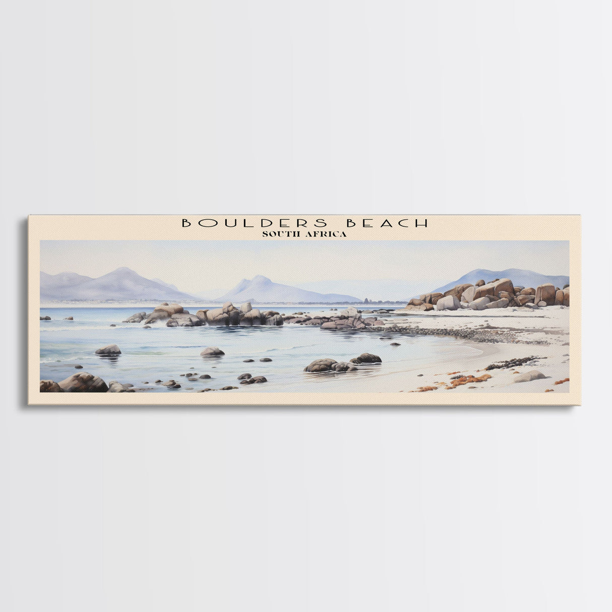 Boulders Beach COUNTRY Travel Poster Print, Framed Canvas Print, COUNTRY Travel Art, Wood Framed Art, Wall Hanging, Home Decor