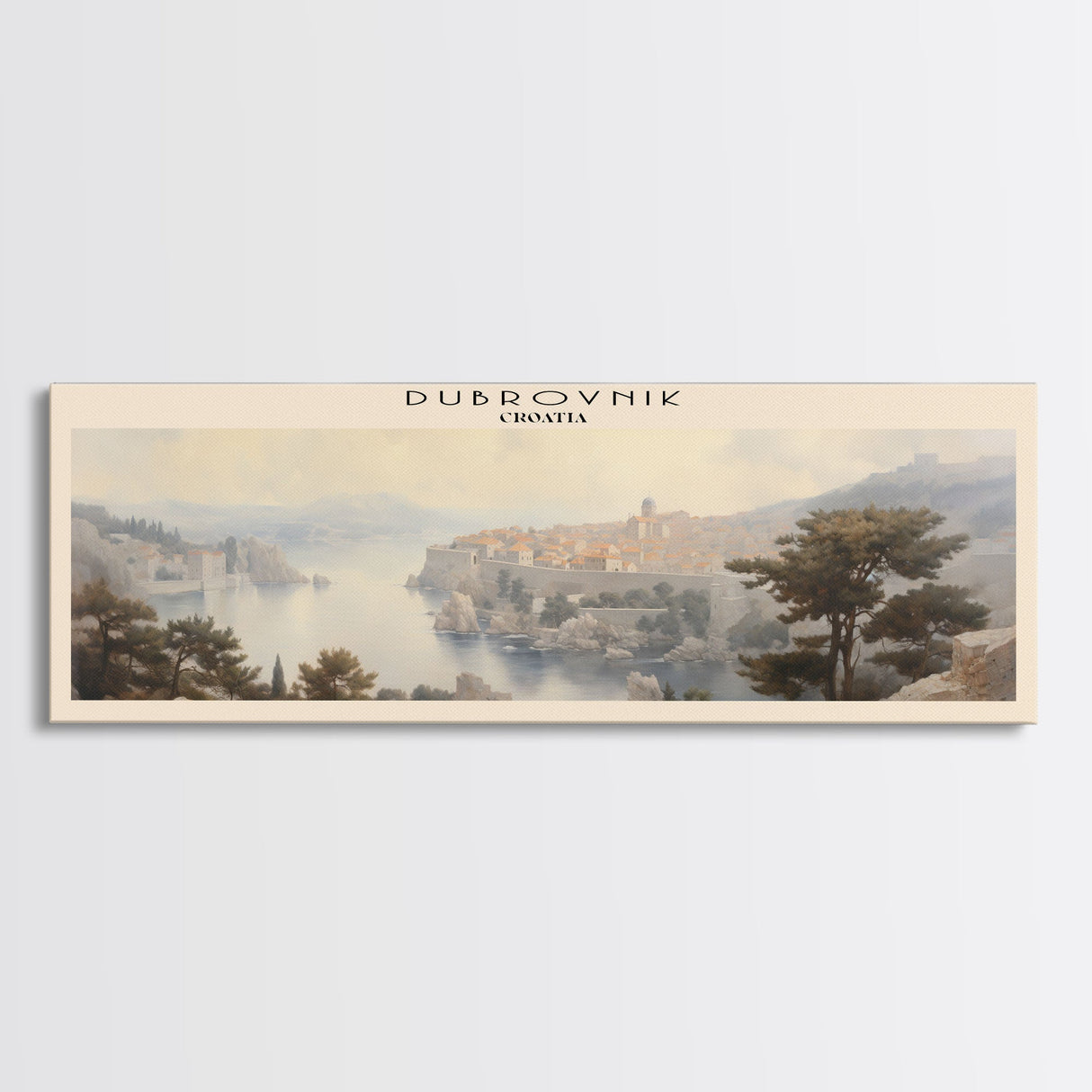 Dubrovnik COUNTRY | Framed Travel Poster Canvas Print | Trendy Wall Art | Watercolor Painting | Living Room Art | Unique Art