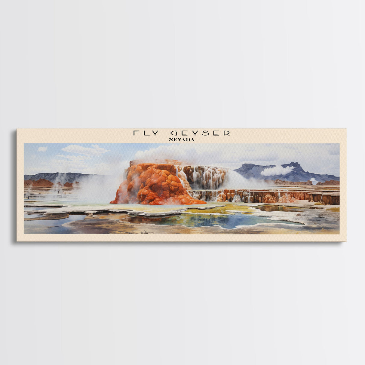 Fly Geyser Travel Poster Print, Framed Canvas Print, COUNTRY Travel Art, Wood Framed Art, Wall Hanging, Home Decor