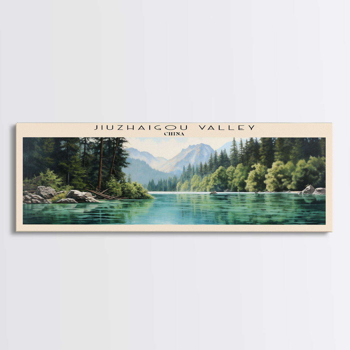 Jiuzhaigou Valley Travel Poster Print, Framed Canvas Wall Art, Metal Wall Art, COUNTRY art, Gift For Him, Travel Wall Art, Travel Lover Gift