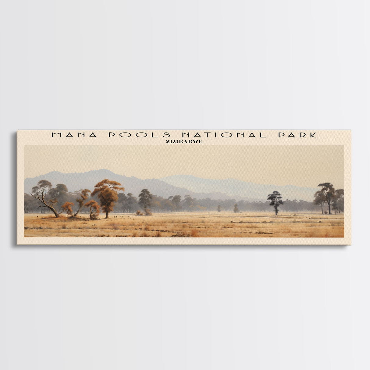 Mana Pools National Park COUNTRY Travel Poster Print, Framed Canvas Print, COUNTRY Travel Art, Wood Framed Art, Wall Hanging, Home Decor