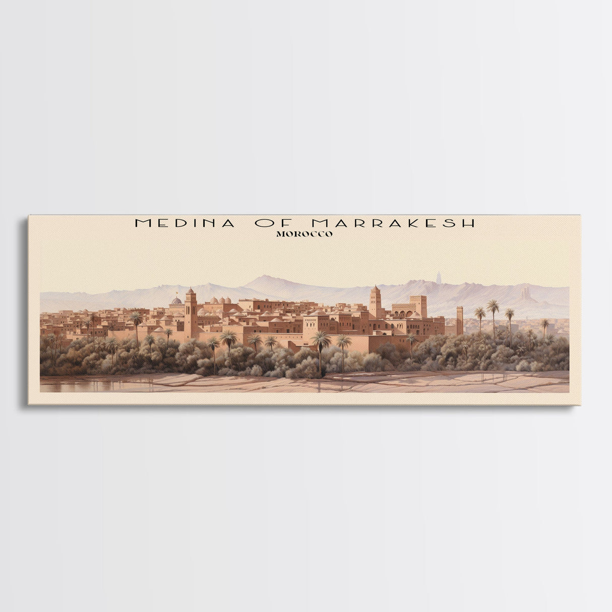 Medina of Marrakesh Travel Poster Print, Framed Canvas Print, COUNTRY Travel Art, Wood Framed Art, Wall Hanging, Home Decor