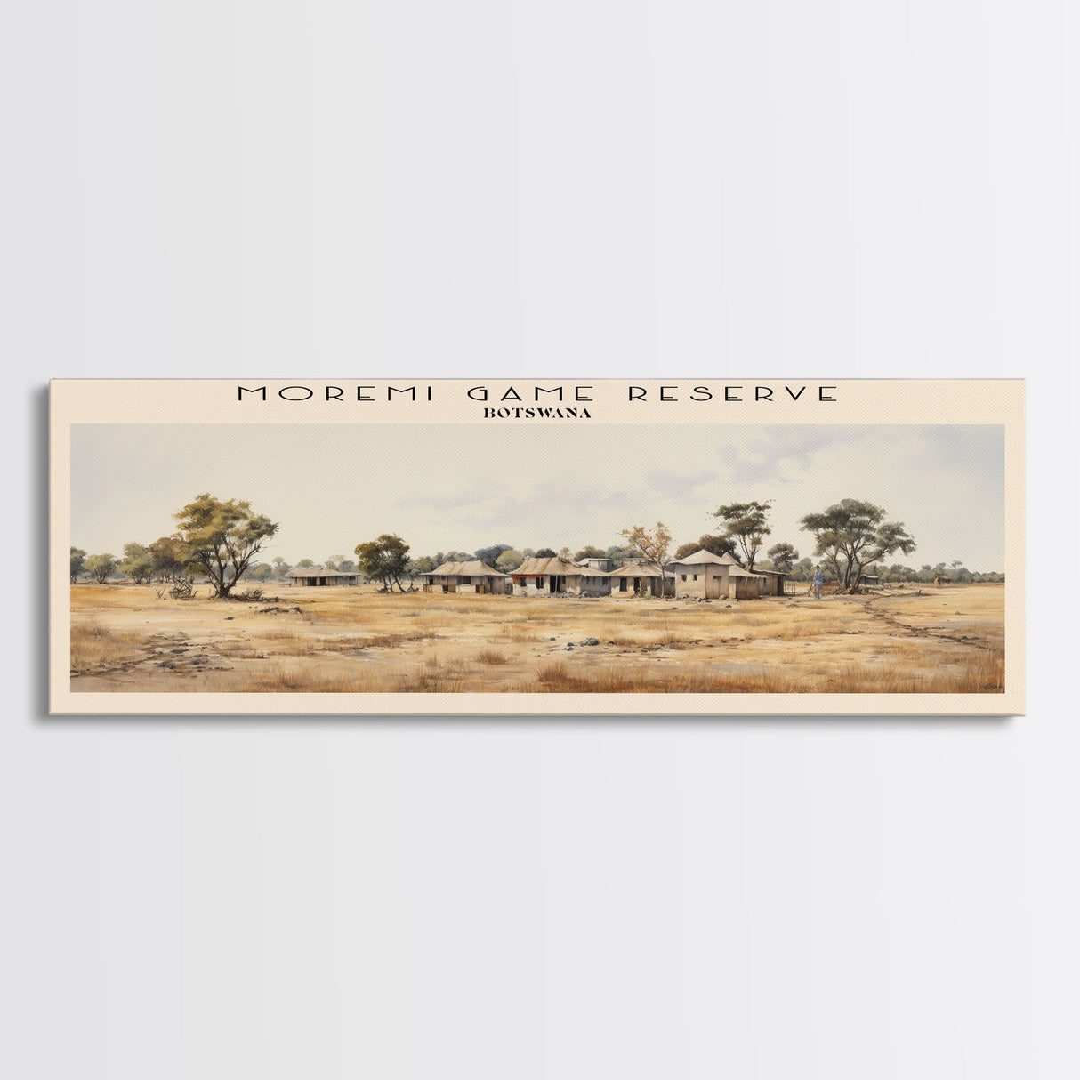 Moremi Game Reserve Travel Poster Print, Framed Canvas Print, COUNTRY Travel Art, Wood Framed Art, Wall Hanging, Home Decor