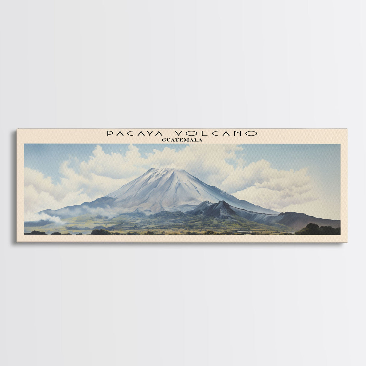 Pacaya Volcano Travel Poster Print, Framed Canvas Print, COUNTRY Travel Art, Wood Framed Art, Wall Hanging, Home Decor