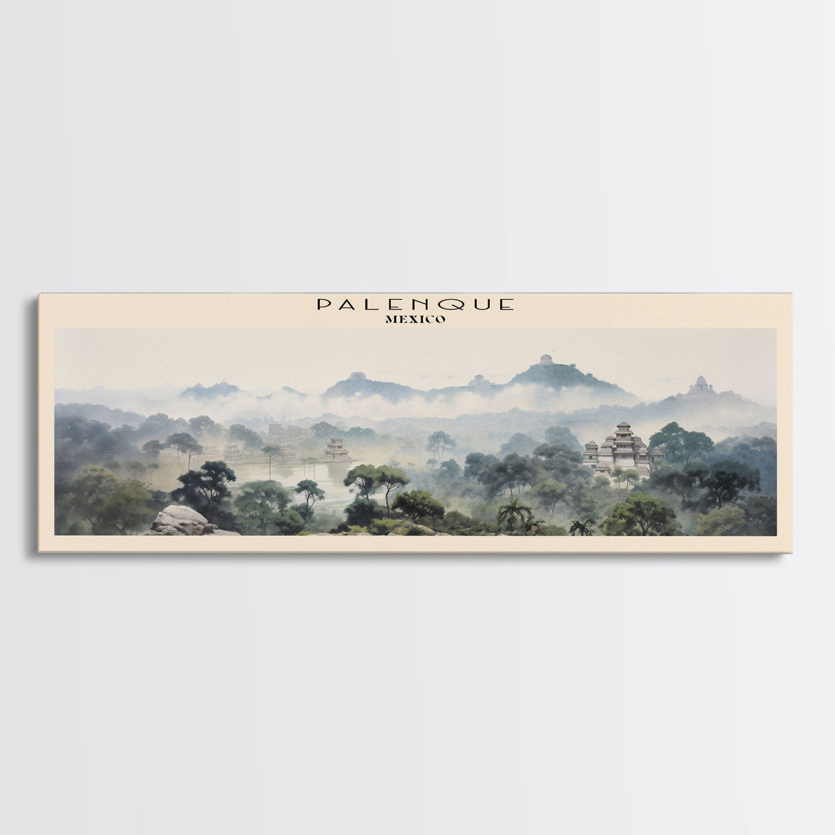 Palenque COUNTRY | Framed Travel Poster Canvas Print | Trendy Wall Art | Watercolor Painting | Living Room Art | Unique Art