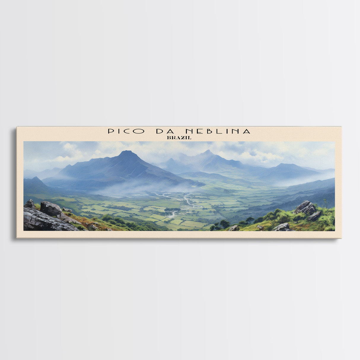 Pico da Neblina COUNTRY | Framed Travel Poster Canvas Print | Trendy Wall Art | Watercolor Painting | Living Room Art | Unique Art