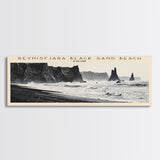 Reynisfjara Black Sand Beach Travel Poster Print, Framed Canvas Print, COUNTRY Travel Art, Wood Framed Art, Wall Hanging, Home Decor