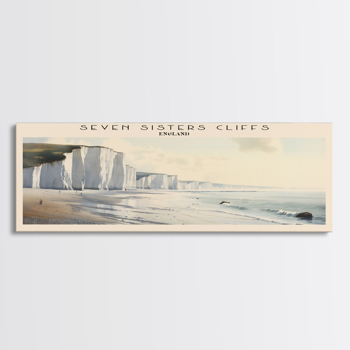 Seven Sisters Cliffs Framed Canvas Print Travel Poster | Wall Art | Home Decor | Gift For Travel Lover | Wall Hanging | Original Art