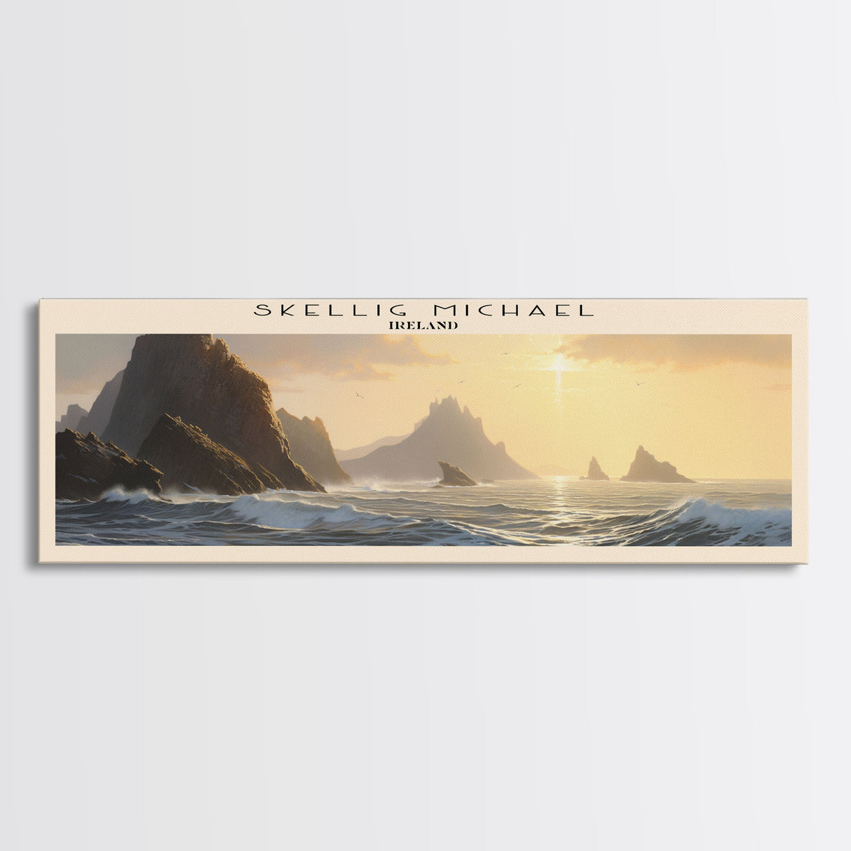 Skellig Michael COUNTRY Travel Poster Print, Framed Canvas Print, COUNTRY Travel Art, Wood Framed Art, Wall Hanging, Home Decor