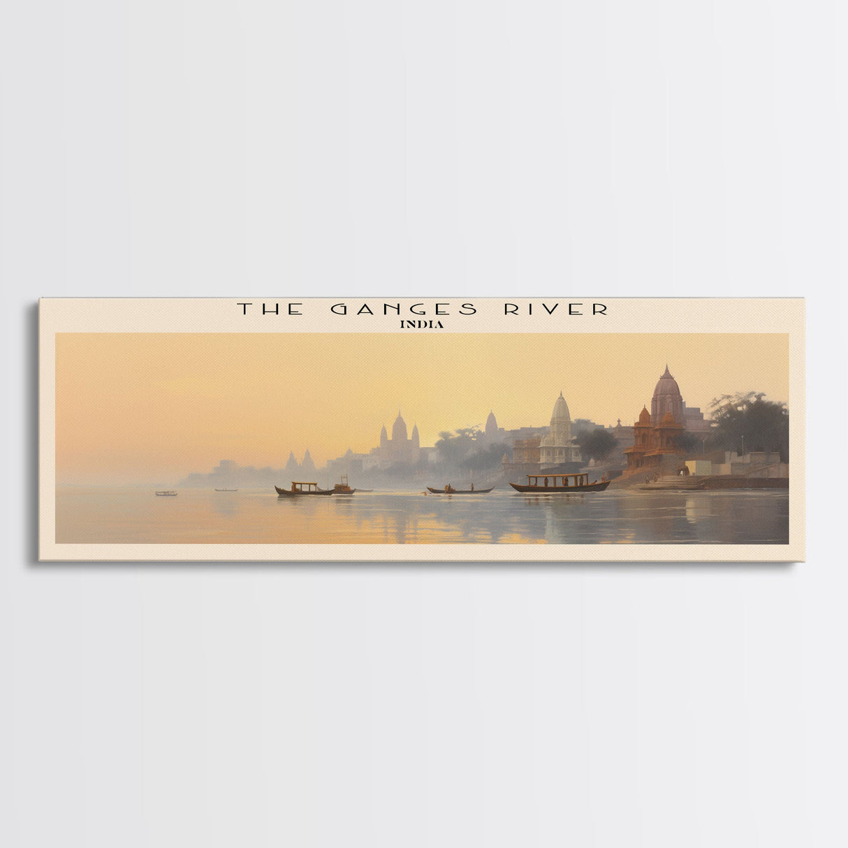 The Ganges River COUNTRY Travel Poster Print, Framed Canvas Print, COUNTRY Travel Art, Wood Framed Art, Wall Hanging, Home Decor