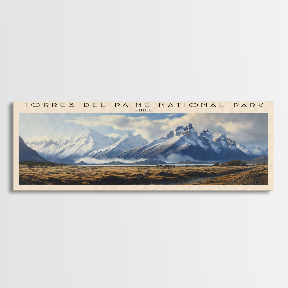 Torres del Paine National Park Travel Poster Print, Framed Canvas Print, COUNTRY Travel Art, Wood Framed Art, Wall Hanging, Home Decor