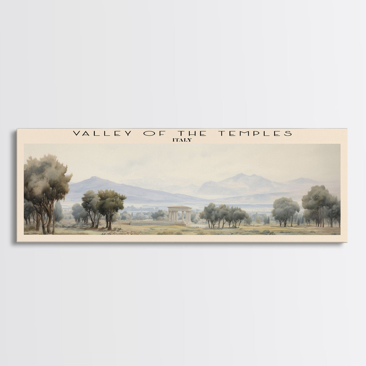 Valley of the Temples COUNTRY | Framed Travel Poster Canvas Print | Trendy Wall Art | Watercolor Painting | Living Room Art | Unique Art