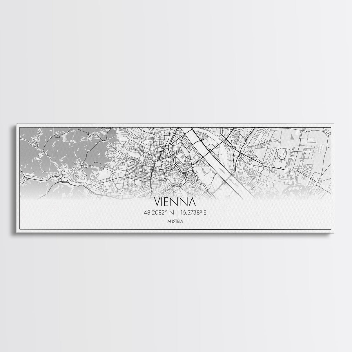 Panoramic Vienna City Map, Austria Art, Map Print, Minimalist Wall Art, Canvas Art, Housewarming Gift, Street Map Art, Closing Gift