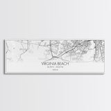 Panoramic Virginia Beach City Map, Virginia Art, Map Print, Minimalist Wall Art, Canvas Art, Housewarming Gift, Street Map Art, Closing Gift