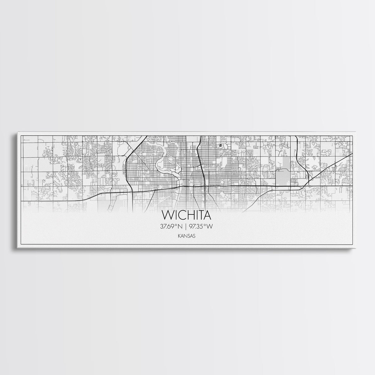 Panoramic Wichita City Map, Kansas Art, Map Print, Minimalist Wall Art, Canvas Art, Housewarming Gift, Street Map Art, Closing Gift