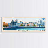 Aberdeen, Scotland Panoramic Travel Poster Canvas Print, Aberdeen, Scotland Painting, Scotland Art, Aberdeen Panoramic Travel Art, Travel Painting