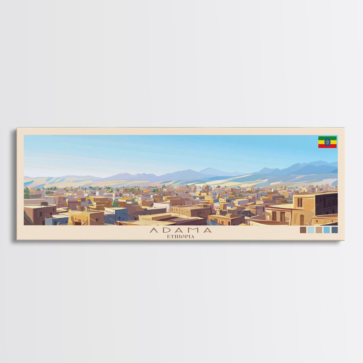 Ad-Dawhah, Qatar Panoramic Travel Poster Canvas Print, Ad-Dawhah, Qatar Painting, Qatar Art, Ad-Dawhah Travel Art, Guest Room Painting