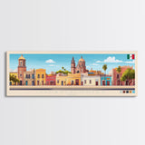 Aguascalientes, Mexico Panoramic Travel Poster Canvas Print, Aguascalientes, Mexico Painting, Mexico Art, Aguascalientes Travel Art, Guest Room Painting