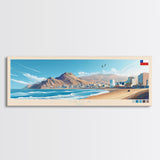 Arica, Chile Travel Poster Panoramic Canvas Print, Arica, Chile Painting, Chile Art, Arica Travel Art, Guest Room Painting