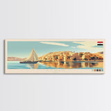 Aswan, Egypt Travel Poster Panoramic Canvas Print, Aswan, Egypt Painting, Egypt Art, Aswan Travel Art, Guest Room Painting