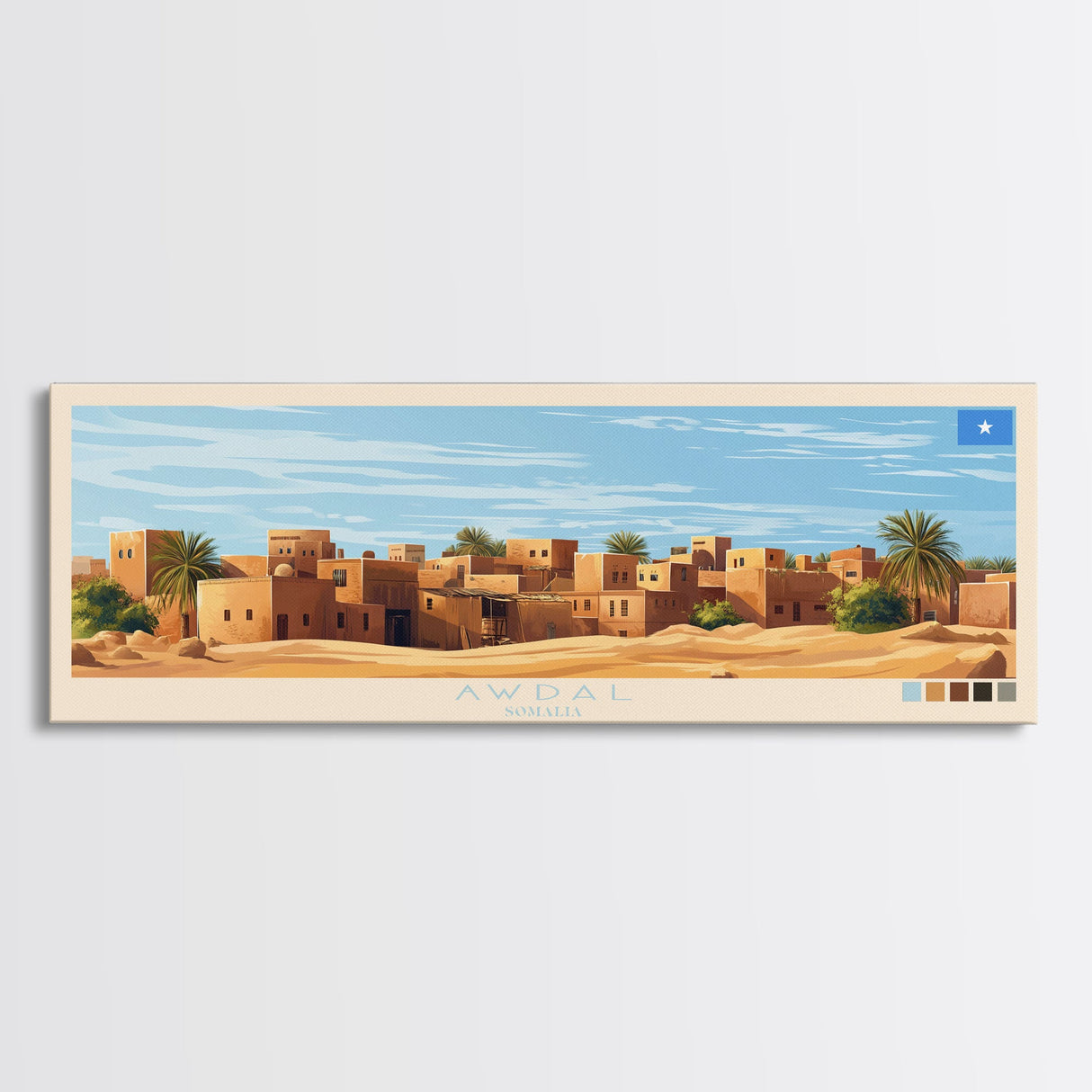 Awdal, Somalia Panoramic Travel Poster Canvas Print, Awdal, Somalia Painting, Somalia Art, Awdal Panoramic Travel Art, Travel Painting