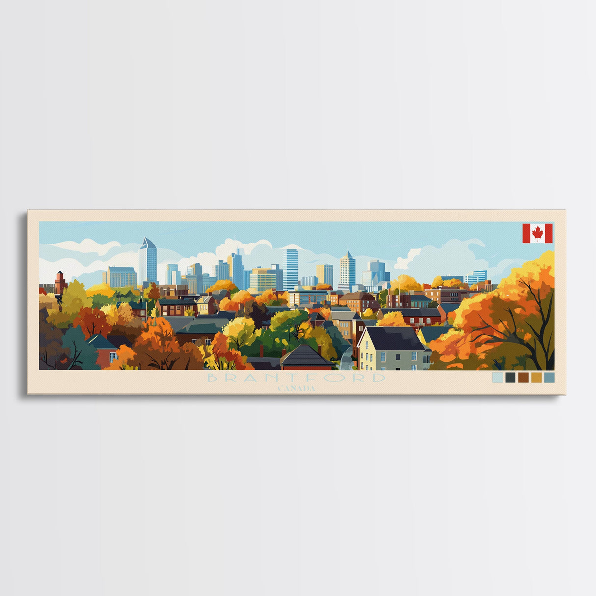 Panoramic Travel Poster Brantford, Canada Canvas Print, Brantford, Canada Painting, Canada Art, Brantford Travel Art, Guest Room Painting