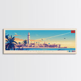 Panoramic Travel Poster Casablanca, Morocco Canvas Print, Casablanca, Morocco Painting, Morocco Art, Casablanca Travel Art, Guest Room Painting