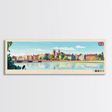 Colchester, England Travel Poster Panoramic Canvas Print, Colchester, England Painting, England Art, Colchester Travel Art, Guest Room Painting