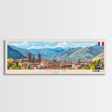 Cusco, Peru Travel Poster Panoramic Canvas Print, Cusco, Peru Painting, Peru Art, Cusco Travel Art, Guest Room Painting