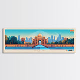 Delhi, India Travel Poster Panoramic Canvas Print, Delhi, India Painting, India Art, Delhi Travel Art, Guest Room Painting