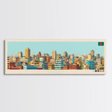 Dhaka, Bangladesh Panoramic Travel Poster Canvas Print, Dhaka, Bangladesh Painting, Bangladesh Art, Dhaka Travel Art, Guest Room Painting