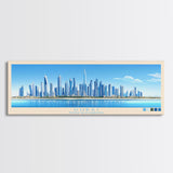 Dubai, United Arab Emirates Panoramic Travel Poster Canvas Print, Dubai, United Arab Emirates Painting, United Arab Emirates Art, Dubai Travel Art, Living Room Painting