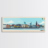 Dublin, Ireland Travel Poster Panoramic Canvas Print, Dublin, Ireland Painting, Ireland Art, Dublin Travel Art, Guest Room Painting