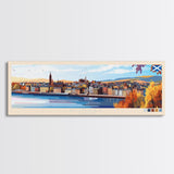 Dundee, Scotland Panoramic Travel Poster Canvas Print, Dundee, Scotland Painting, Scotland Art, Dundee Panoramic Travel Art, Travel Painting